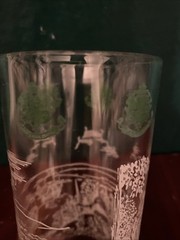 Vintage Highball Glass Bar Glass Colonial Williamsburg Virginia Green White 16oz