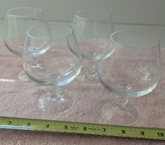 4 Claudia? Diana? Crystal Brandy Snifters Ball Stem Vintage Glasses 4.75″ tall