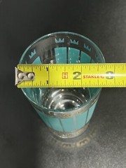 Retro Fred Press Signed Highball Glasses Green and Gold Vintage Used