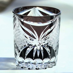 Hand Cut Japanese Style Edo Kiriko Crystal Whiskey Glass Tumbler 9oz/260ml Black