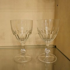 3 RANDOM size ANTIQUE TO VINTAGE GOBLETS monogramed «R» MID CENTURY