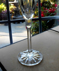Crystal Champagne Flute Uneven Vertical Cuts Cut Stem & Foot Unidentified?