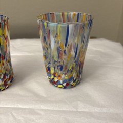 Murano Multicolore Indented Drinking Glasses Made In Italy Handmade Set of 2
