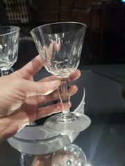 Wine / Cocktail Glasses Antique crystal Bubble stem Flute panel cut thumbprints