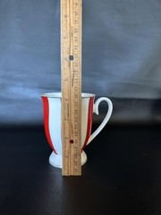 Cynthia Rowley Porcelain Mugs Set of 4 Red White Striped Vintage Coffee Tea Cups