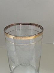 Set of 4 Bartlett Collins Vintage Frosted Grape Vine 22K Gold Trim 8 OZ Tumbler