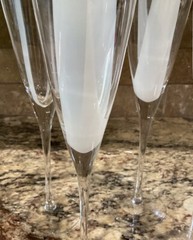 6 KOSTA-BODA? MINE WHITE VERTICAL LINES CHAMPAGNE FLUTE 10 7/8”T Look Unused