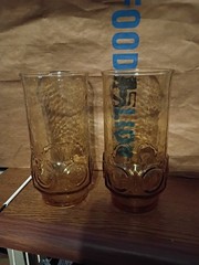 Set 2 Anchor Hocking Glass Amber Colored Heritage Hill Tumbler Drinking Glasses