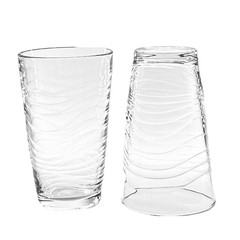 6 Vintage Libbey Orbita Cooler Glasses 18oz Clear Swirl Wavy Textured Tumblers