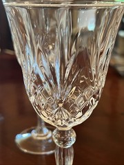 Crystal Cut Stemmed Wine Glasses Set Of 3 Excellent Condition 8”