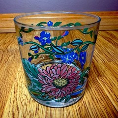 International Tableworks Terrace Blossoms (4) Double Old Fashioned Glasses EUC