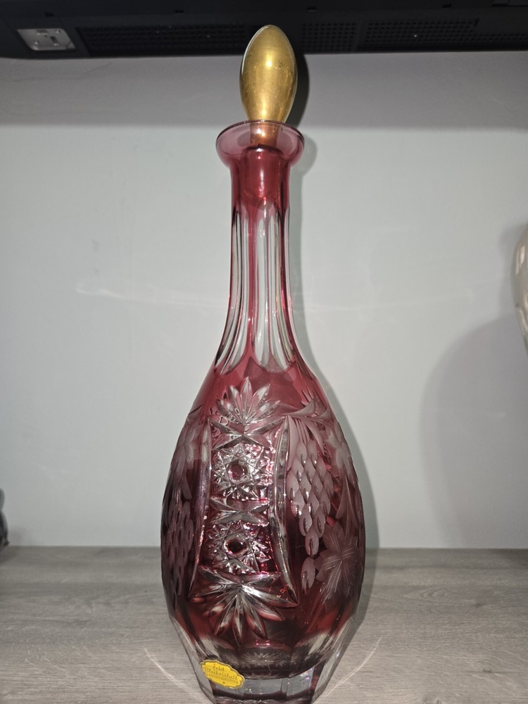 VINTAGE NACHTMANN RED CRANBERRY CUT TO CLEAR ECHT BLEIKRISTALL HANUGESCHLIFFEN