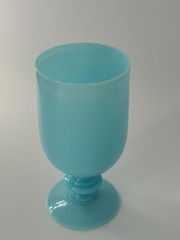 1930s French Blue Opaline Portieux Vallerystahl Wine Glass 6″ Tall & 3″ Wide