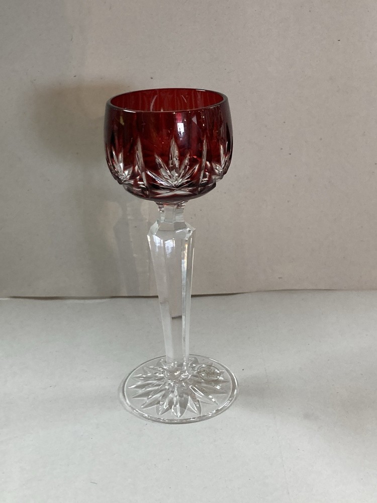 Ajka Arabella Crystal Ruby Red Hock Wine Glass Cut To Clear