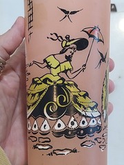 Vtg 1950s Libbey Southern Belle Lady Pink Frosted Drinking Glass CottageCore