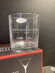 Riedel Barware 4 Old Fashion Glasses Etched Bennington Logo Austria Crystal Boat