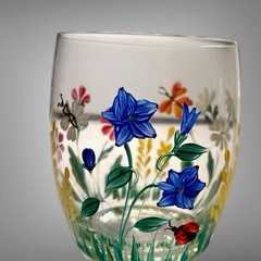 5 Royal Danube Hand Painted Drinking Glasses Water Whiskey Floral Crystal