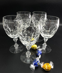 5 Royal Splendor Tiffin Franciscan Cut Crystal Water Goblets Glasses 6 7/8″