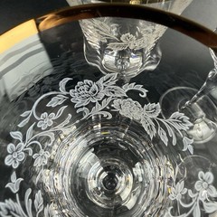 Set of 6 Mikasa Antique Lace Wine Goblets 8.5″ Tall Gold Rim Floral Crystal