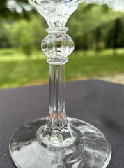 MCM Libbey Clear Grey Cut Water Goblet 3010-1 Dots Stems Vertical Lines EUC