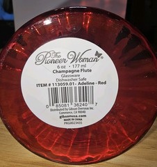 The Pioneer Woman «Adeline Red» Glass Champagne Flute ~ New with Tag
