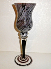 Art Glass Tea Light Votive Candle Holder Poland Amethyst Purple Vase Large 12»