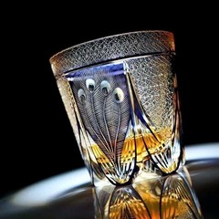 Japanese Style Edo Kiriko Peacock Hand Cut Crystal Glass Luxury Whiskey Cup