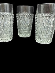 Set Of 3 Indiana Glass Company Diamond Point Water/ Ice Tea Glass Tumbler