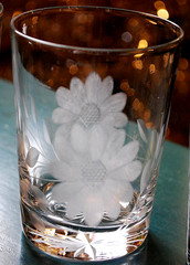 Vtg Set 4 ROYAL ALBERT Double Old Fashioned Hand Blown Glasses GRAY CUT FLOWERS