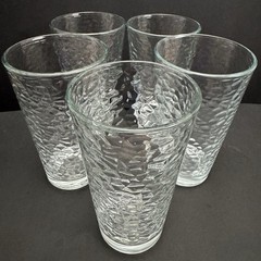 Set of 5 Vintage Libbey Glass Aztec Crystal 6″ Iced Tea Beverage Tumblers