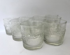 Lot Of 9 Vintage Iittala Niva Double Old Fashioned Textured Ice Drinking Glasses