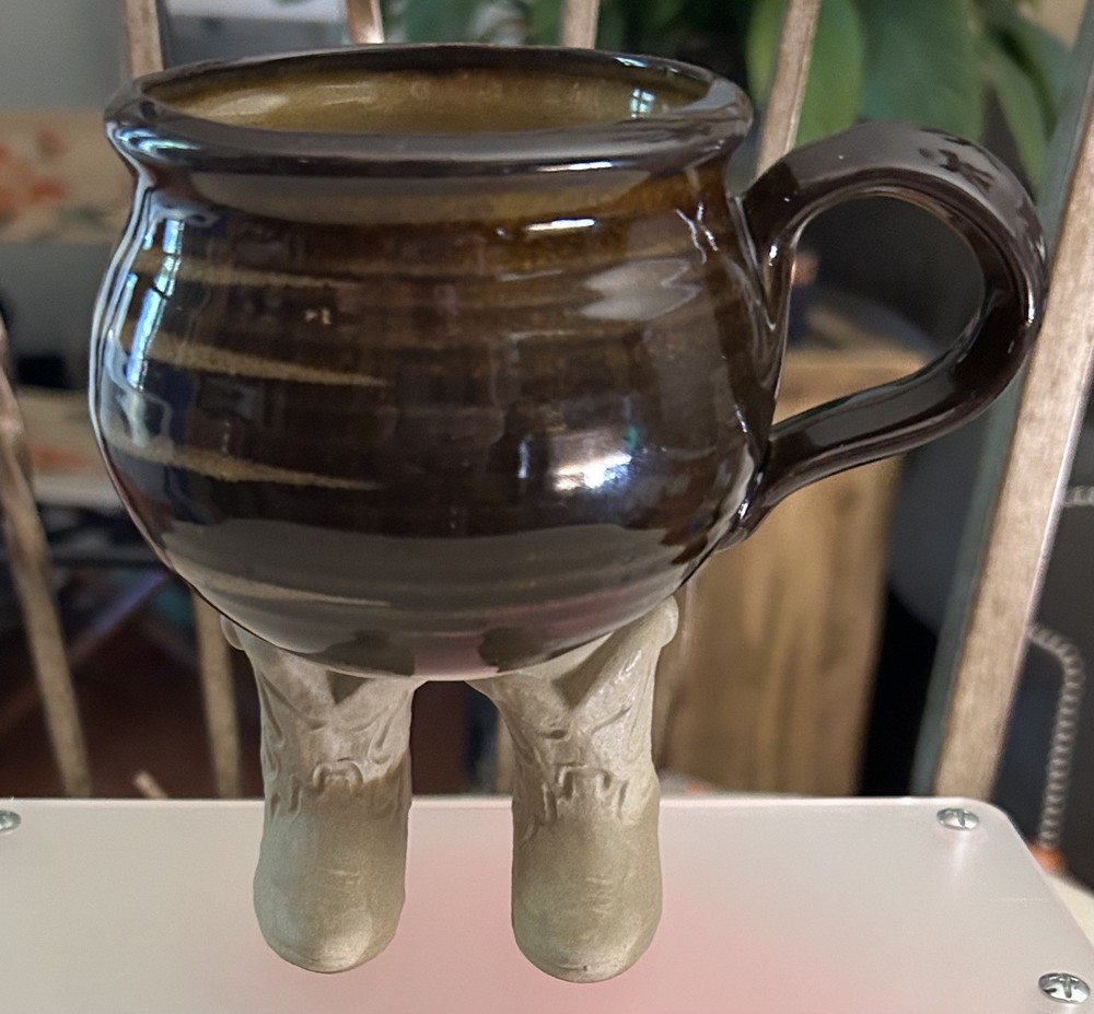 VTG 1994 Muddy Waters Cowboy Boot Ceramic Cup Art Pottery Mug 5″ Signed