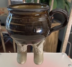 VTG 1994 Muddy Waters Cowboy Boot Ceramic Cup Art Pottery Mug 5″ Signed
