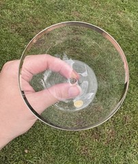 Vintage 1950’s Hand Blown Crystal Wine Goblets Platinum Rim W. Germany Set Of 2