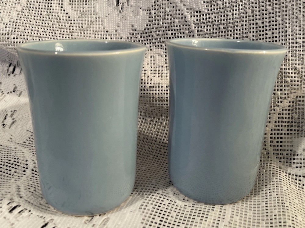 Set Of 2 Lu-Ray Pastels Blue Juice Tumblers By Taylor, Smith & Taylor, 3½ inches