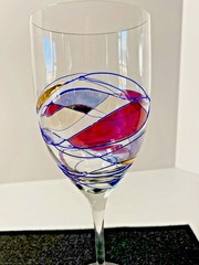 Milano Luminescence (4) Wine/Water Crystal Glasses 24K Romanian Hand Blown