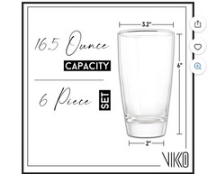 Vintage Thick Clear Glass Highball Tumbler Drinking Set Of 6 Excellent