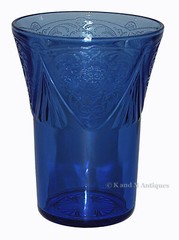 Hazel Atlas Royal Lace Cobalt 9 oz. Water Tumbler