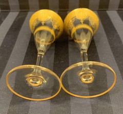 Vtg Glastonbury-Lotus Minton 36 Cordial Glasses 24K Gold Encrusted Fleur-de-Lis