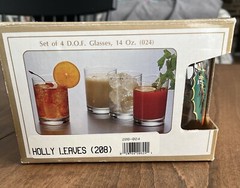 Vtg Culver Holly Berry Double Old Fashioned Set Of 4 In Original Box NEW