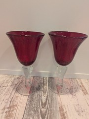 Artland Iris Ruby Red Seeded Bubble Glass Water Goblets – Set of 2 – 8 1/8″