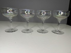 Set Of Four Coup Champagne Glasses Irredescent Vertical Optic / See Pics