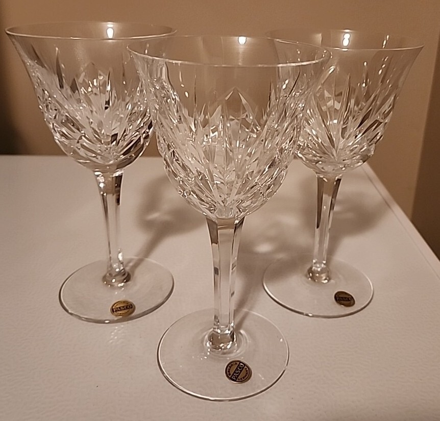 Set Of 3 Vintage German Made Pasco Cherrywood Crystal Wine Water Goblets