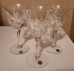 Set Of 3 Vintage German Made Pasco Cherrywood Crystal Wine Water Goblets