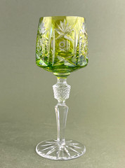 Nachtman? UNK18210 Chartreuse Green Cut Clear Crystal Hock Glass 7 7/8» German