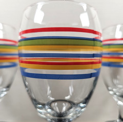 7 Royal Norfolk Mambo Iced Tea Set Libbey Fiesta Rainbow Striped Goblet Stemware