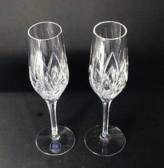 STUART CRYSTAL WOBURN CHAMPAGNE FLUTES, Cut Crystal, 9 1/4″, 8 oz, ENGLAND, 2PCS