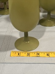 Lot Of 8 Vintage MCM Avocado Green Stemmed Iced Tea Glasses~12 Oz