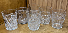 Pressed Glass Tumbler Lot of 6 Around 3.5″-4″ Tall Antique Vintage Clear #3