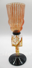 KOSTA BODA KJELL ENGMAN FACE GOBLET GLASS ~ TALL 9 1/2″